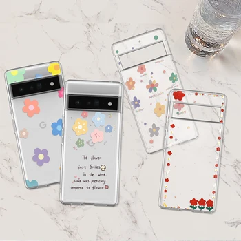 Мультяшный Милый Цветочный Чехол для Телефона Google Pixel 8 Pro 7a 7Pro 7 6a 6 6Pro 5 5a 5G 4 2 3 3a 4a XL Прозрачный Мягкий Силиконовый Чехол Саппу