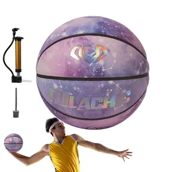 Голографический баскетбольный светящийся отражающий мяч Уличные баскетбольные мячи из композитной искусственной кожи Размер 7 Для баскетбола в помещении и на открытом воздухе