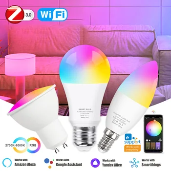 eWeLink WiFi Zigbee Умная Лампа E27 GU10 E14 Alexa Led Лампа RGB Умные Лампочки Переменного тока 100-240 В Умные Лампы Для Alice Smartthings