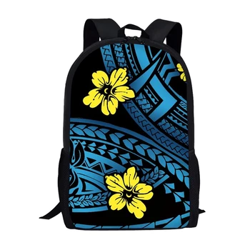 Школьный рюкзак с цветами и полинезийским узором для девочек, студенческая сумка для книг, дорожный рюкзак для ноутбука, школьные сумки для подростков, 16-дюймовый рюкзак