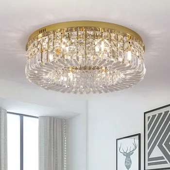 Роскошная хрустальная потолочная люстра в скандинавском стиле, современный золотой хромированный светодиодный подвесной светильник для гостиной, спальни, гостиничного холла, внутреннего декора.