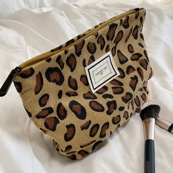 Вельветовая косметичка с леопардовым принтом в стиле ретро, сумка для мытья, Женская дорожная косметичка, чехлы для хранения косметики, Органайзер для макияжа, сумка-клатч