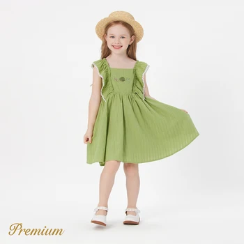 Платье Без Рукавов с оборками PatPat для Маленьких Девочек из 100% Хлопка с текстурой