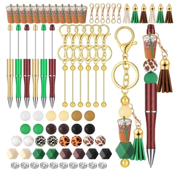 Набор шариковых ручек с бисером, включая бусины для рукоделия, крючки и кисточки