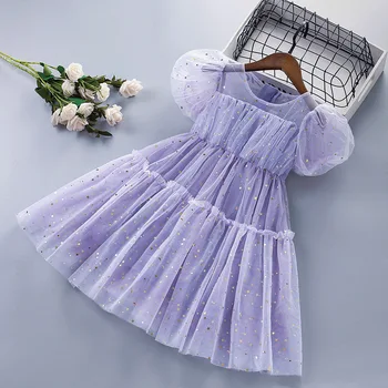 Вечернее платье для девочек, лето 2024, детские платья принцессы для детей от 3 до 8 лет, одежда для свадебной вечеринки, детский кружевной костюм, платье