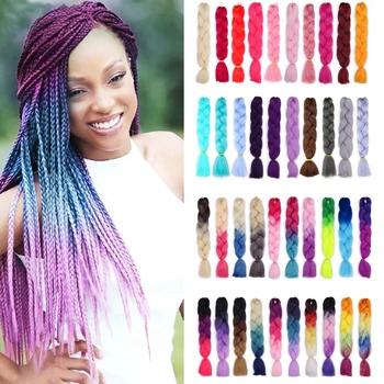 24-Дюймовые синтетические пакеты для волос Jumbo Braid Hair Для женщин, плетение волос машинным способом, разнообразие цветов, Оптовая продажа продукции