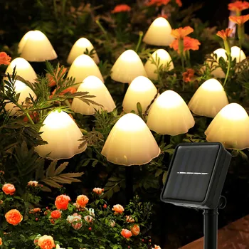 6,5 М 30LED Наружные Солнечные садовые фонари Теплый Белый Водонепроницаемый Симпатичные Грибовидные дорожные ландшафтные фонари для вечеринки во дворе во внутреннем дворике