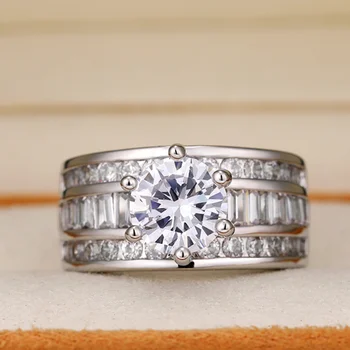 CAOSHI Стильные обручальные кольца для новобрачных с ослепительным цирконием Серебристого цвета Аксессуары для церемонии помолвки Великолепные украшения