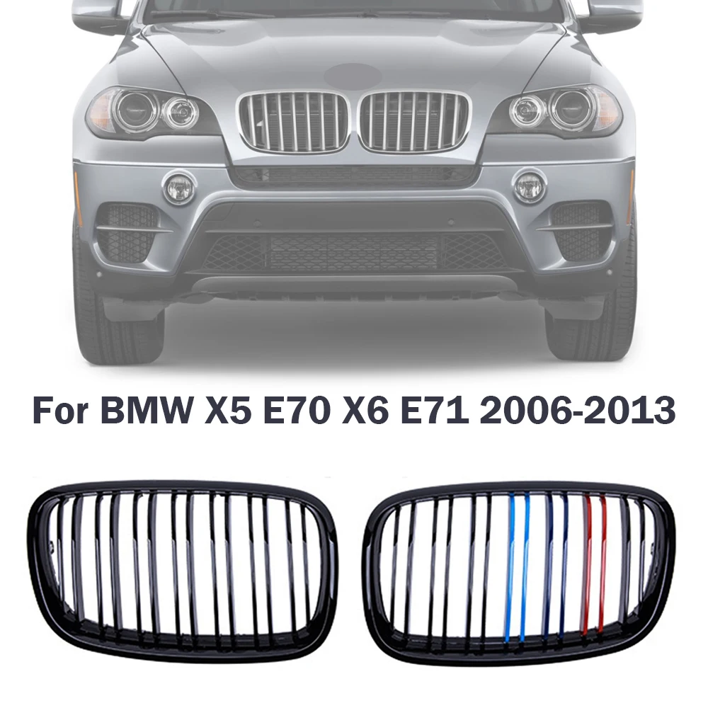 Накладка Решетки Радиатора Переднего Бампера Автомобиля BMW X5 X6 E70 E71 2006-2013 M-Color Решетки Для Почек С Двойной Планкой В Стиле Сменной Решетки