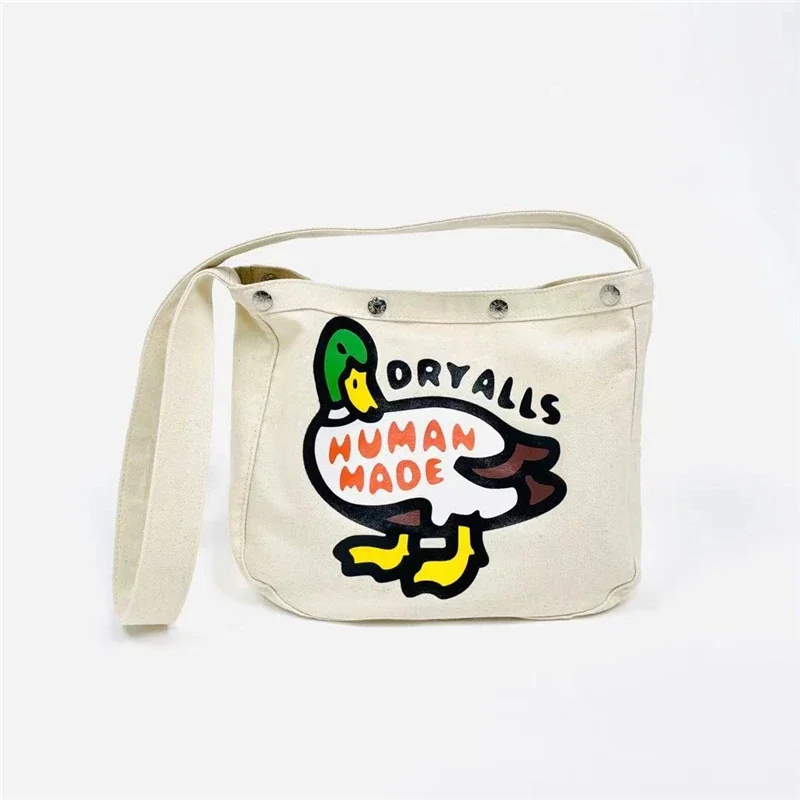 Новая сумка-тоут с логотипом HUMAN MADE Dog через плечо с рисунком утки, универсальная модная повседневная сумка-тоут из парусины в стиле ретро