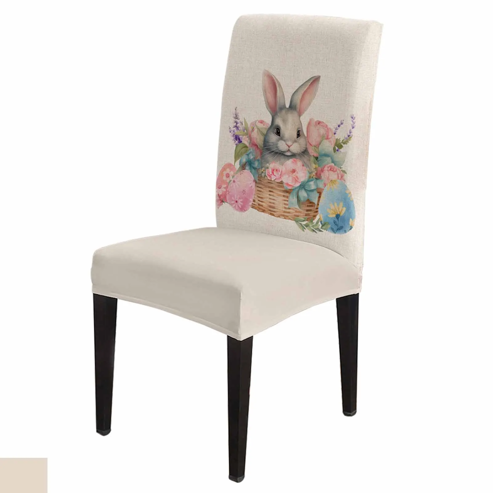 Пасхальный кролик, акварельные цветы, эластичный чехол для стульев для столовой, банкета, отеля, Эластичные чехлы для стульев из спандекса