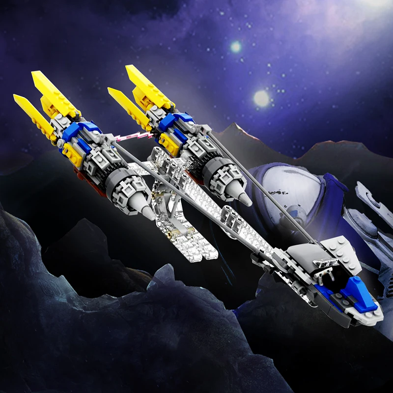 Gobricks MOC Space Wars Модель Летающего Мотоцикла Строительные Блоки Anakineds Podracers набор 75258 Модных Кирпичей Игрушки Подарок Малышу на День Рождения