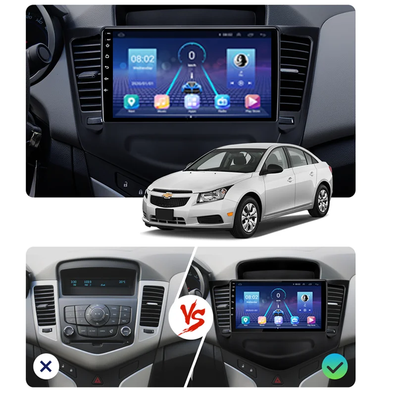 JUSTNAVI 4G DSP Carplay 2din Android 10 Автомобильный Радио Мультимедийный Видеоплеер GPS Navigaion Для Chevrolet Cruze 2008-2012 Головное Устройство