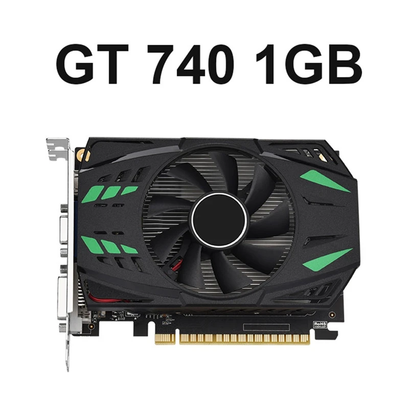 Видеокарта Geforce GT740 1GB GDDR3 Черная Видеокарта 128 Бит 993 МГц 1250 МГц 28 Нм Pcle X16 2.0 VGA + HD + DVI Видеокарта