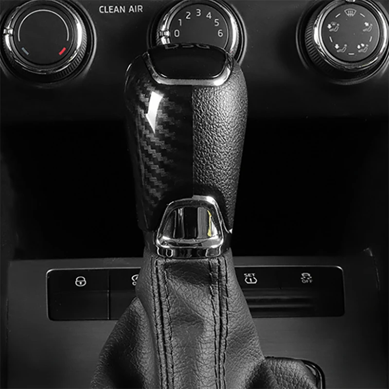 Внутренняя отделка ручки переключения передач из углеродного волокна, Кнопки на рукавах, Наклейка на крышке для Skoda Octavia A7 Superb Fabia