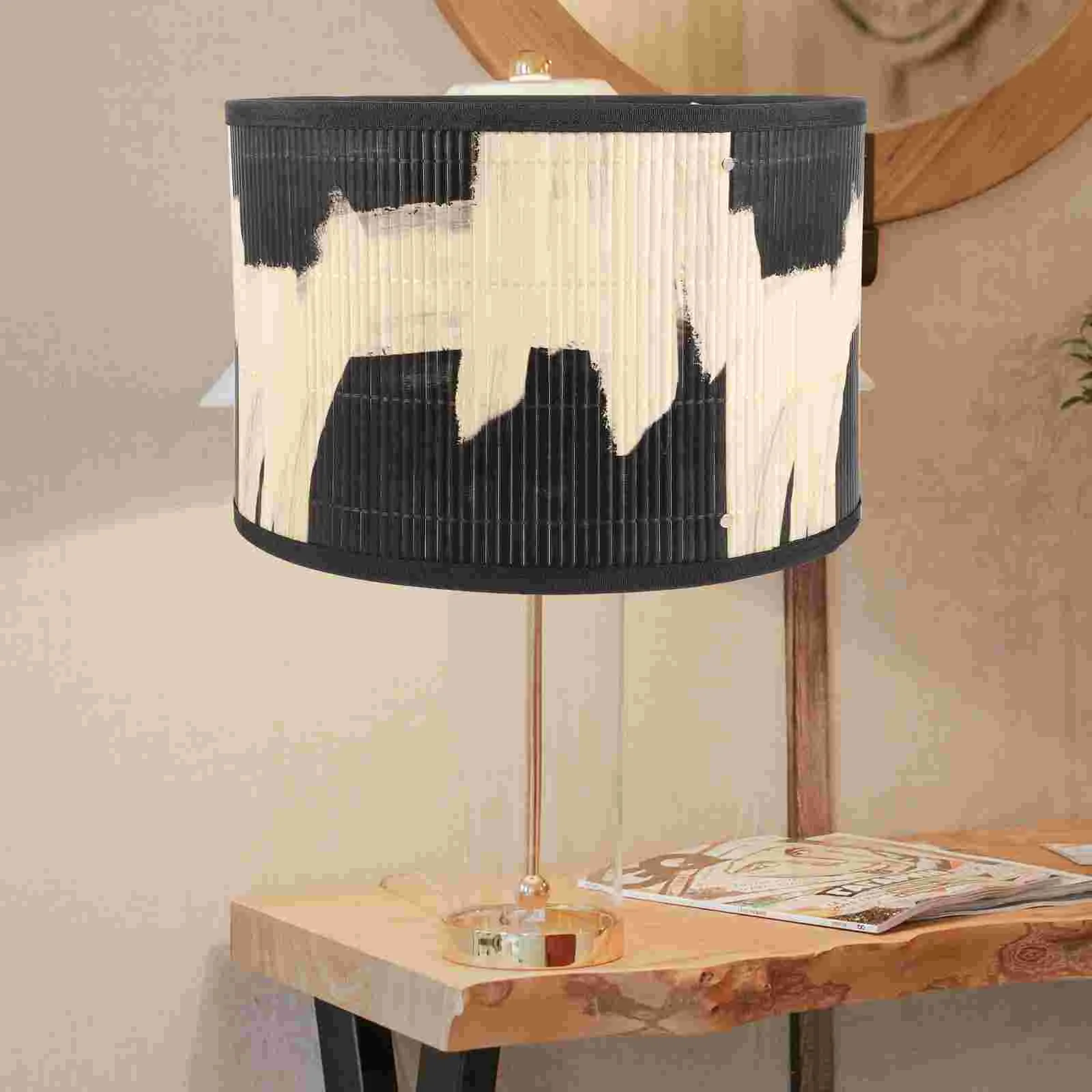 Декоративная лампа в народном стиле в стиле ретро с абстрактным принтом, абажур для росписи бамбуковых изделий