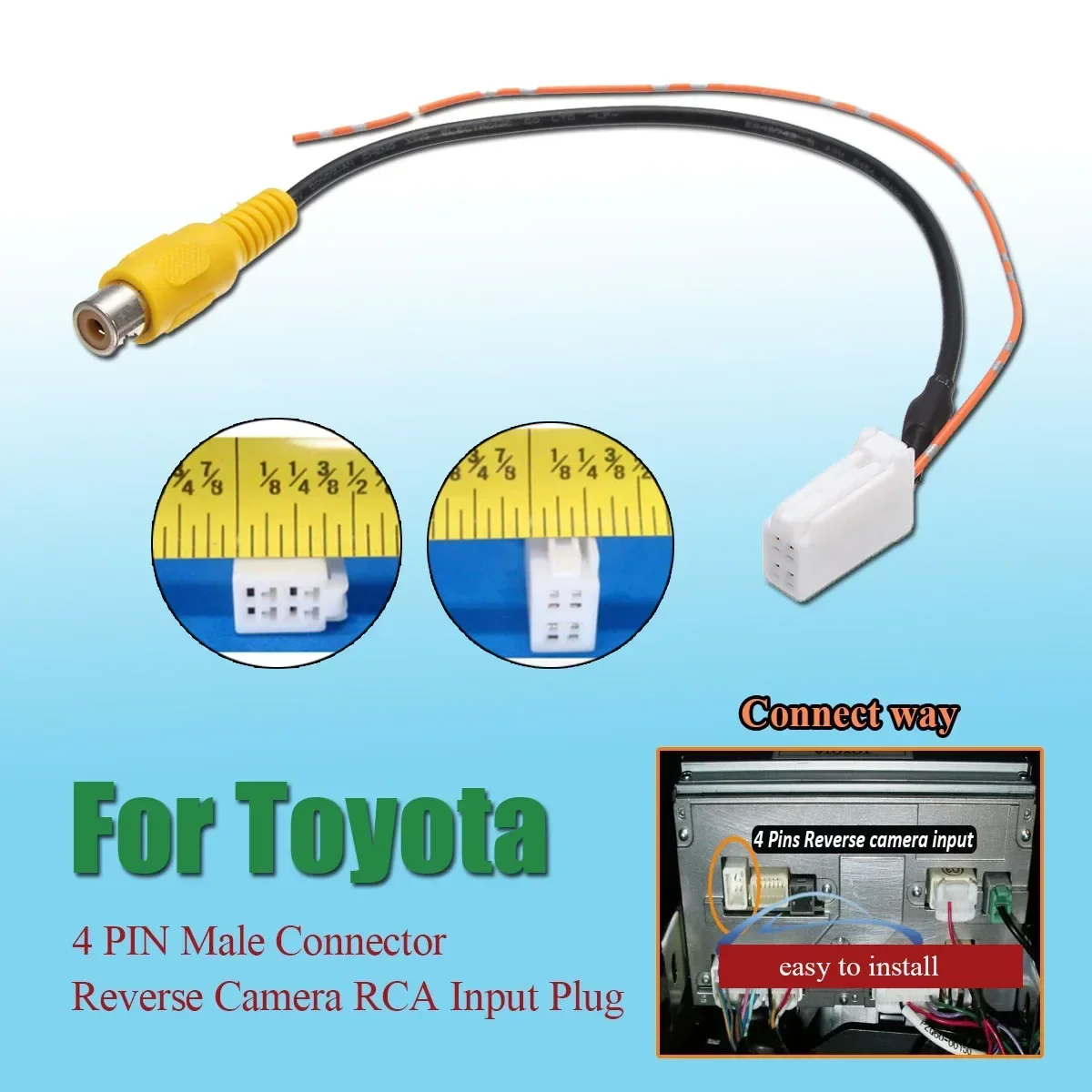 Для Toyota 4-Контактный разъем радио Резервная камера заднего вида RCA Входная вилка Кабельный адаптер