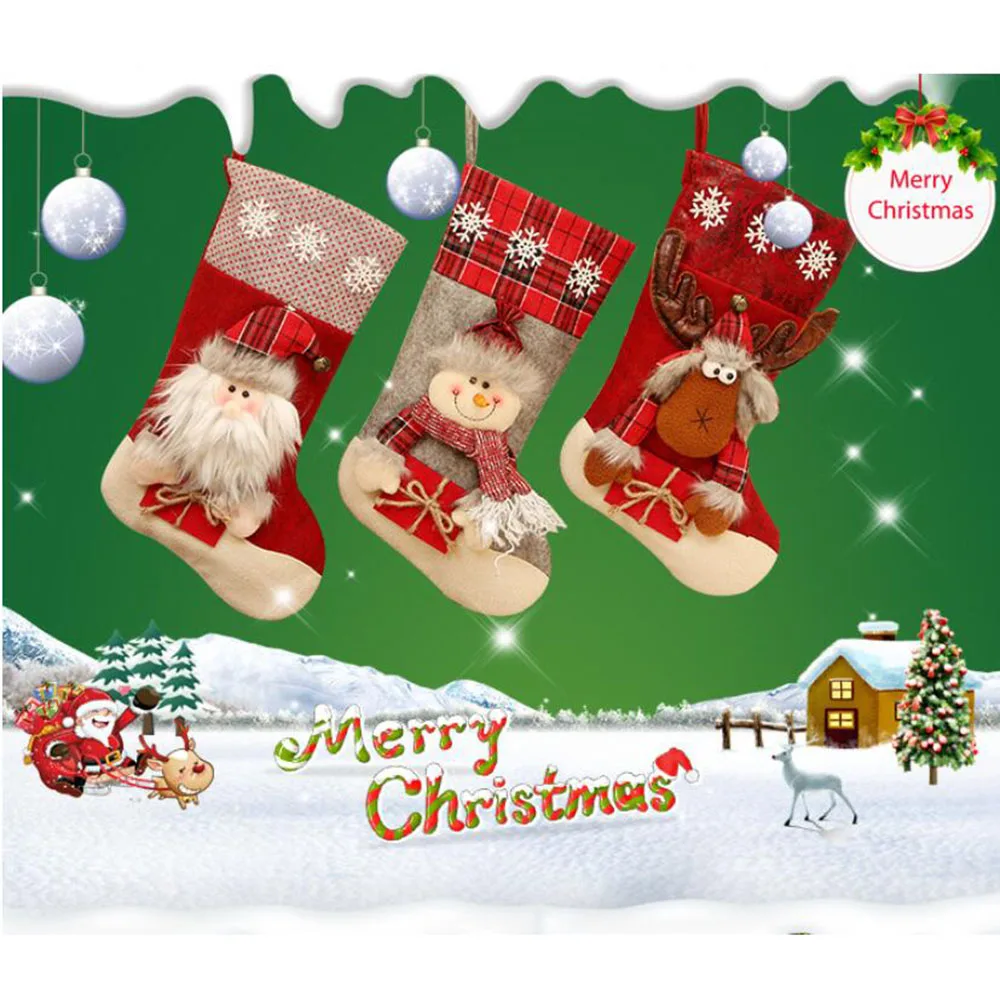 Новые рождественские носки подарочные пакеты Рождественские украшения большие рождественские носки подарки носки-конфеты с мультяшным рисунком украшения