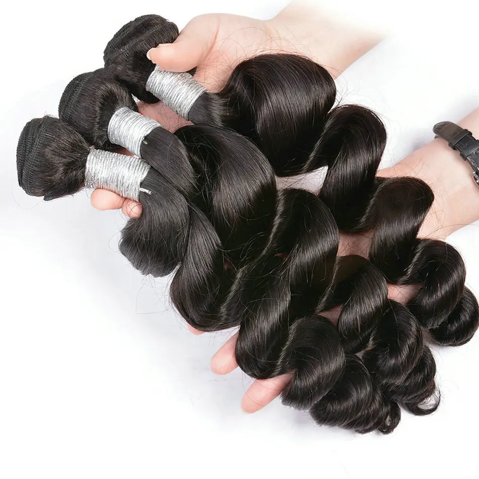 Пучок человеческих волос свободной волны, перуанские волосы натурального цвета, 1/3 пучка волос Remy, 10-30 дюймов, наращивание человеческих волос свободной волны.