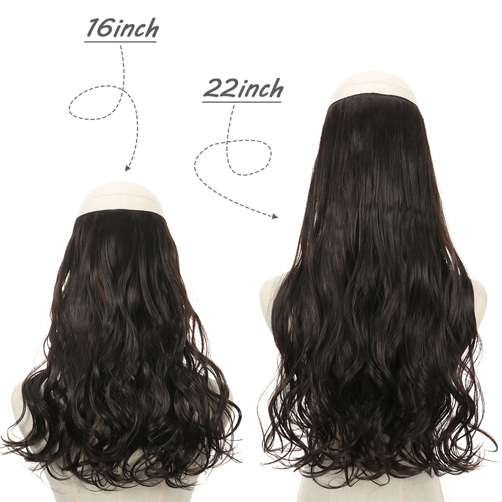 Синтетические Волнистые 22 дюйма Без заколок Натуральные Скрытые Секретные Накладные Волосы Для наращивания Волос Длинные Вьющиеся Лески для волос