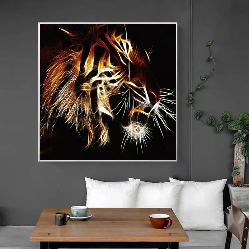 Современный большой роскошный плакат со Львом и Тигром, Абстрактные декоративные картины с животными, настенные картины на холсте, украшения для дома в гостиной