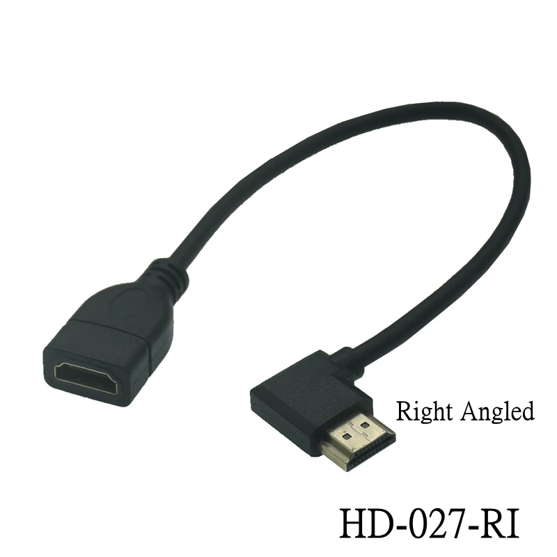 Удлинительный кабель с прямым углом 90 градусов, совместимый с HDMI Кабель-переходник для мужчин и женщин, черный для DVD-ТВ-проектора 15 см