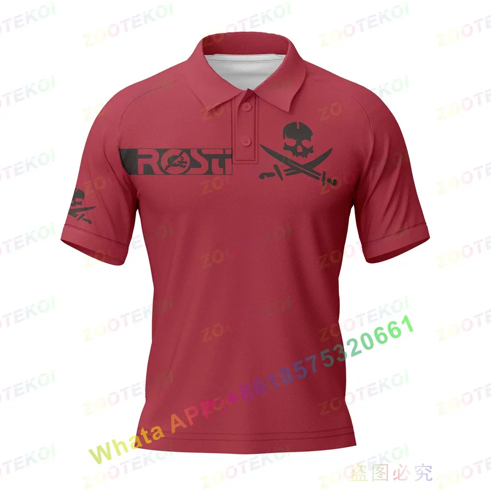 2022 Новая летняя мужская рубашка поло ROSTI Skeleton, футболка из джерси для велоспорта, гонки Формулы-1, модная спортивная рубашка для фитнеса с коротким рукавом