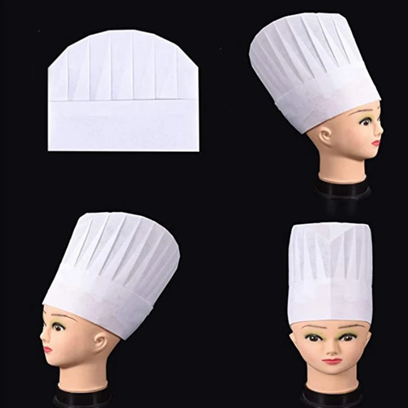 50 Упаковок Одноразовых Шляп Шеф-повара SMS из 100% Нетканого материала Кухонные Кулинарные Шляпы Cap Party Для Выпечки