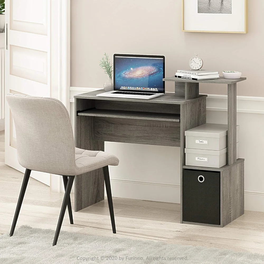Furinno Econ Многоцелевой компьютерный письменный стол для домашнего офиса, французский дуб Серый