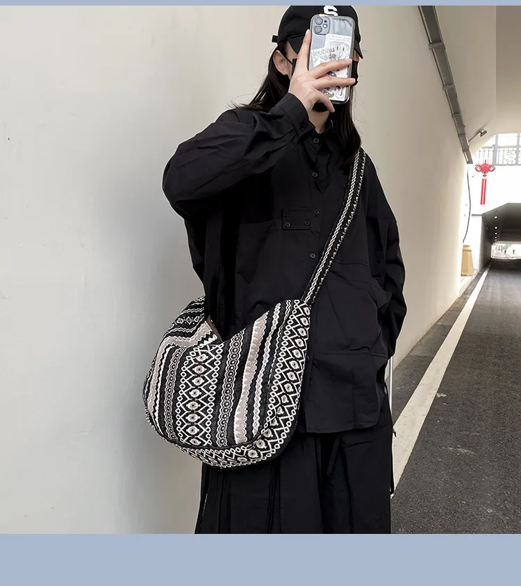 JIAERDI Винтаж полосатый мешок плеча женщины улица Большая емкость повседневная сумка дамы универсальный путешествия сумки посыльного