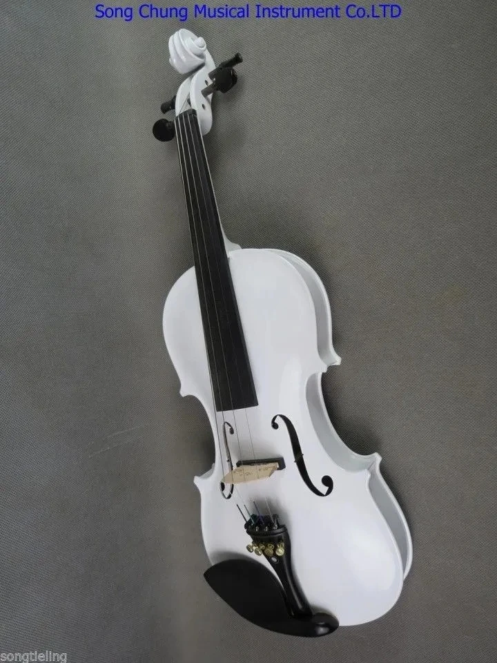белого цвета 5 струн электрической и акустической скрипки 4/4 включая чехол , смычок , канифоль , набор #7772
