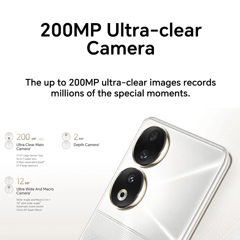 Глобальная версия смартфона HONOR 90 5G 200-Мегапиксельная Сверхчистая камера Snapdragon 7 Gen 1 Аккумулятор 5000 мАч 66 Вт Наддув 120 Гц Дисплей