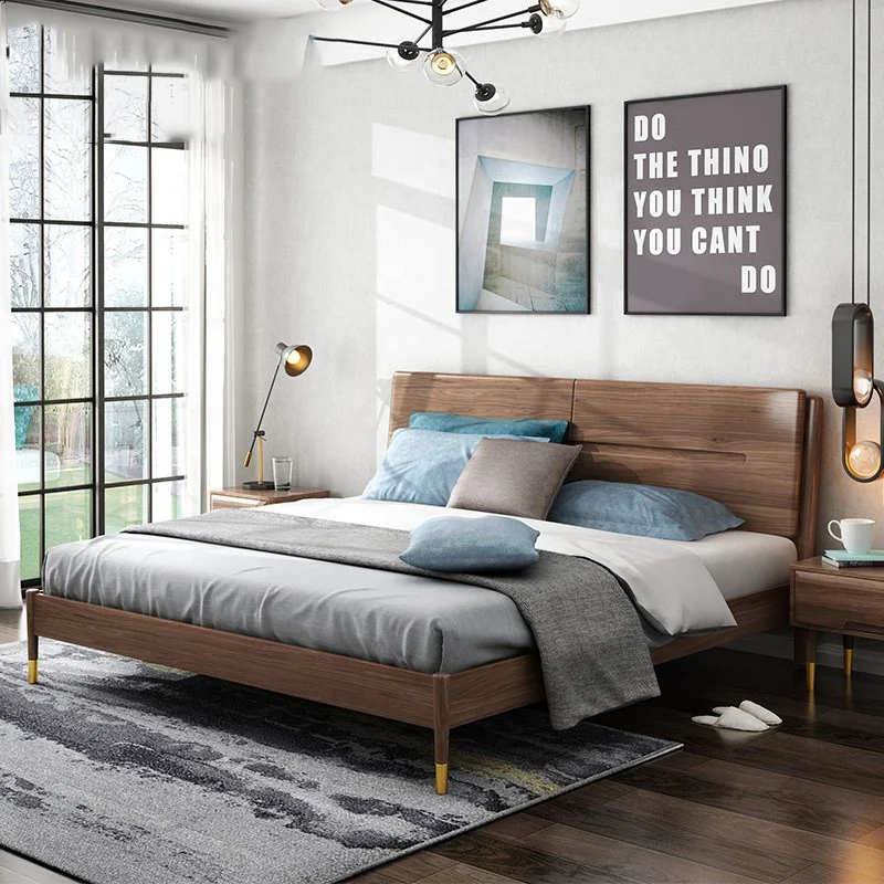 Индивидуальная гостиничная кровать в современном стиле с деревянными панелями для спальни
