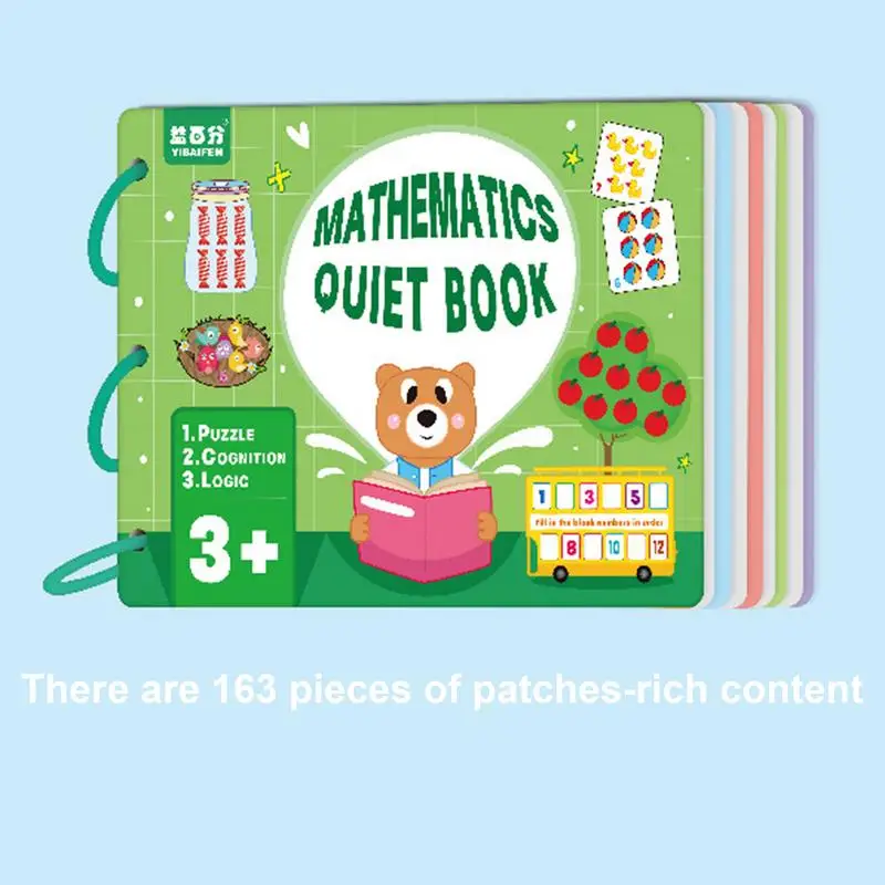 Книга для занятий с детьми, Сенсорная Тихая книга для детей 3-6 лет, головоломка для подбора чисел животных, игра для мозга, учебные материалы