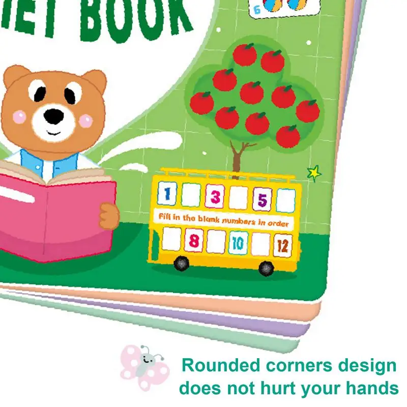 Книга для занятий с детьми Сенсорная книга для занятий в тишине для детей 3-6 лет Головоломка для подбора номера животного Игра для мозга Учебные материалы