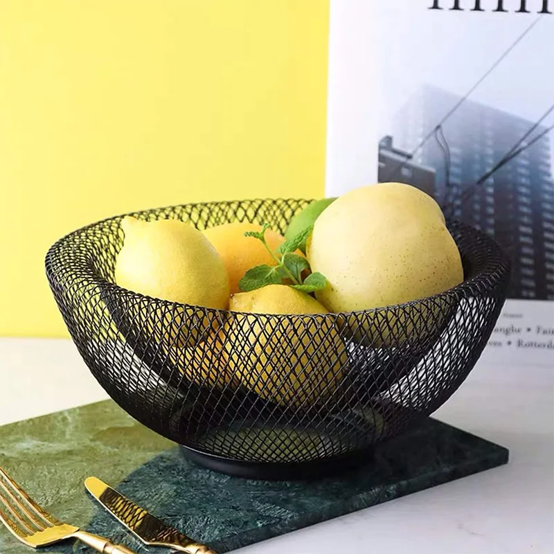 Креативная столешница из металлической сетки, подставка для чаши с корзиной для фруктовых закусок для кухни, большой черный декоративный держатель для стола в центре для B