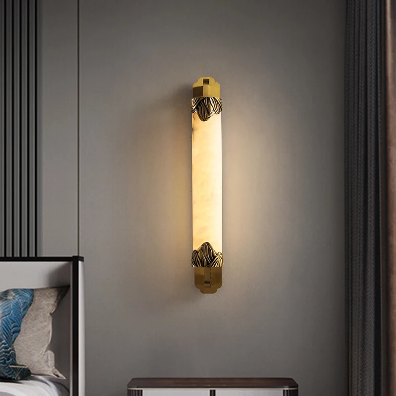 Латунный настенный светильник AOSONG LED Современные роскошные Мраморные бра для внутреннего декора дома Спальня Гостиная Коридор