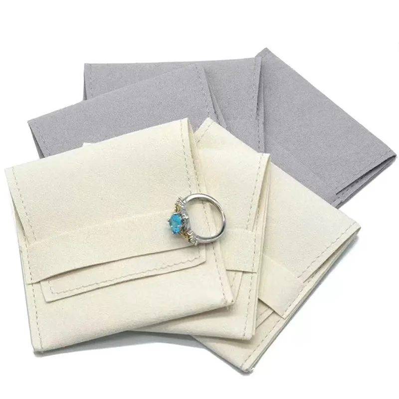 Мешочек для ювелирных изделий из сложенной ткани из микрофибры, красочный бархатный мешочек для ювелирных изделий, упаковочный пакет для кольца, серег, ожерелья, браслета, кулона