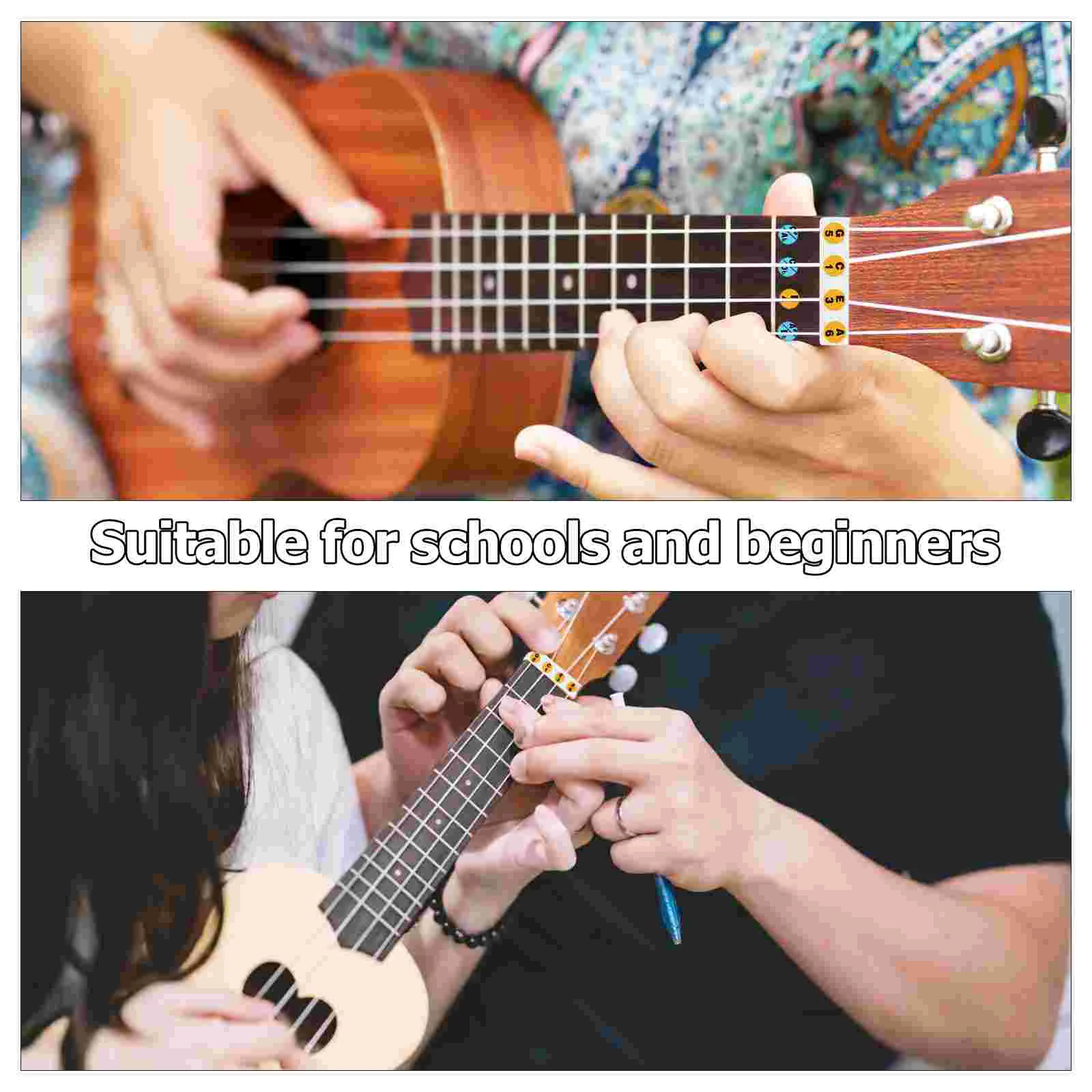 Наклейки на гриф гавайской гитары, наклейки для гитарных нот, наклейка с цветовой кодировкой, карта ладов на грифе, наклейка для изучения нот.