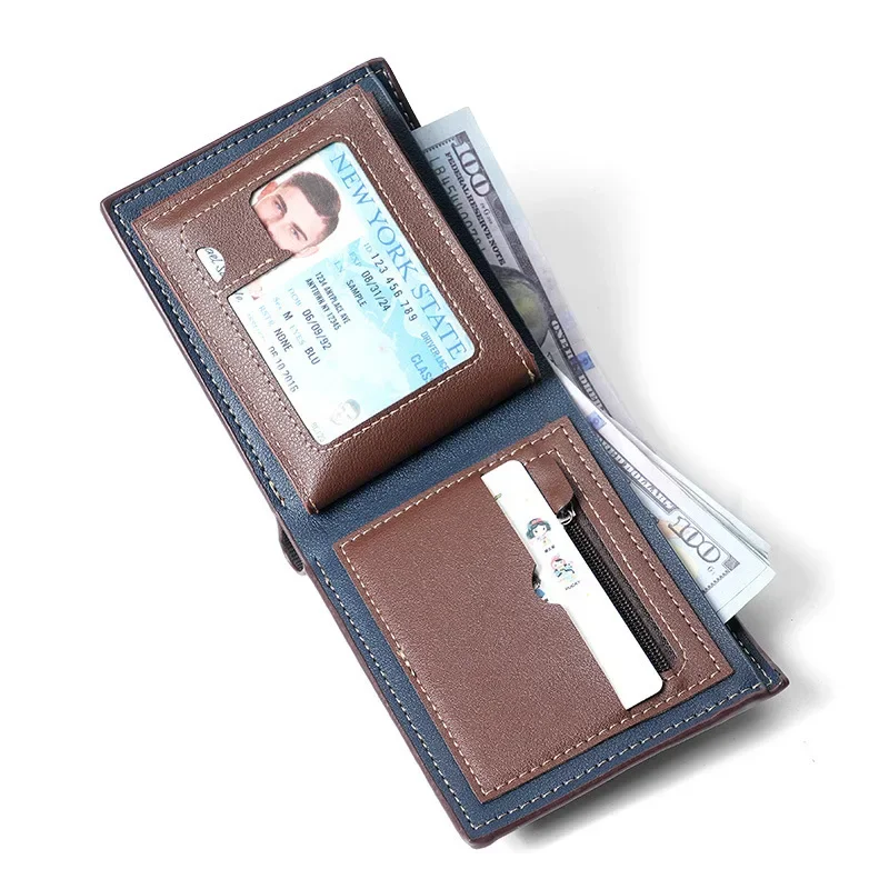 Новый Модный деловой мужской кошелек в простом стиле, трендовый мужской короткий кошелек на молнии с несколькими картами