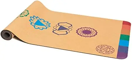 Пробковый коврик для йоги - 100% экологически чистая пробка и резина, легкий, идеального размера (72 x 24 мм), толщиной 4 мм, нескользящий