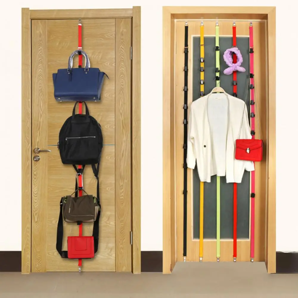 Регулируемая Дверная вешалка длиной 1,9 м с 8 крючками, Держатель для сумок и кепок, Стеллаж для хранения мелочей, Органайзер для шляп, Крючок для подвешивания одежды