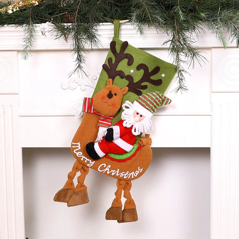 Рождественские чулки, чулки из лося, Елочные украшения Xams, Сумка для подарков, Подвесной камин, семейное украшение