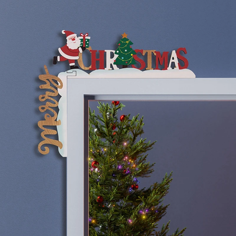 Рождественское украшение Дверной рамы, Санта-Клаус, Деревянные Рождественские украшения 2023, Веселые Рождественские украшения, Новогодние подарки, сделай Сам