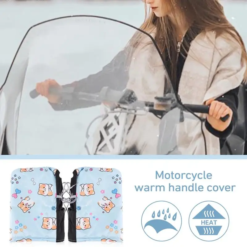 Рукавицы для велосипедного руля Защитные Ветрозащитные перчатки для верховой езды с рисунком собаки Корги Грелки для рук для снегоходов Перчатки Зимние муфты для рук