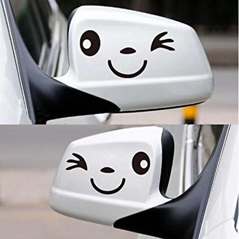 Светоотражающая Наклейка на автомобиль с Милой улыбкой, Наклейка на зеркало заднего вида, Стайлинг автомобиля, Мультяшная Улыбающаяся Наклейка на лицо, наклейка для всех автомобилей