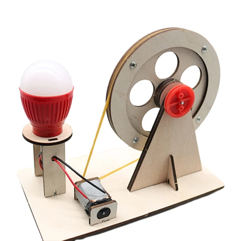 Сделай сам Собери Деревянный генератор с рукояткой Электрическую лампочку Наборы для научных экспериментов Детские Наборы для научных экспериментов с деревянными головоломками