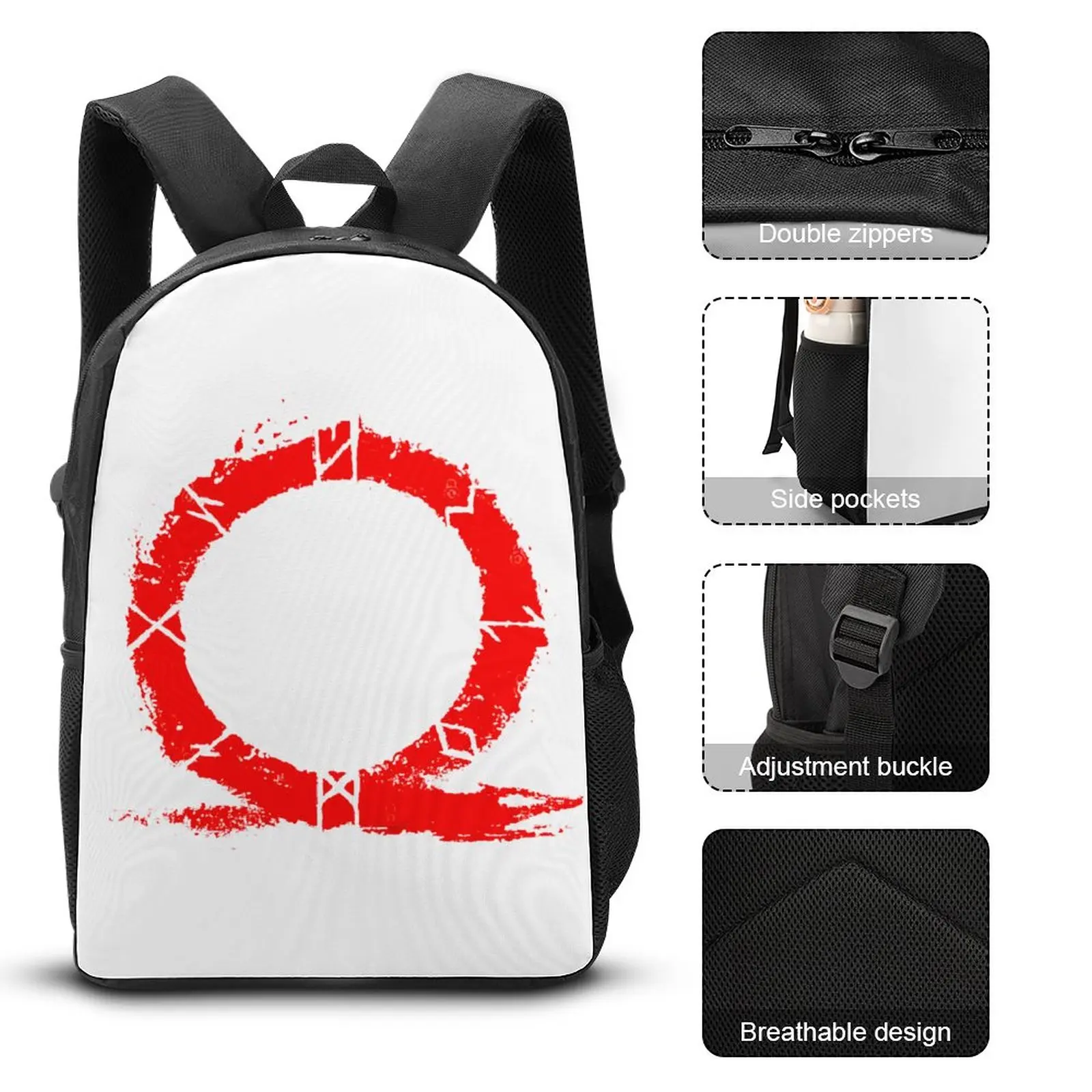 Фирменный уютный пенал God Of War Runes 2 3 в 1, 17-дюймовый рюкзак, сумка для ланча, сумка для ручек, дорожная графика, Крутая графика
