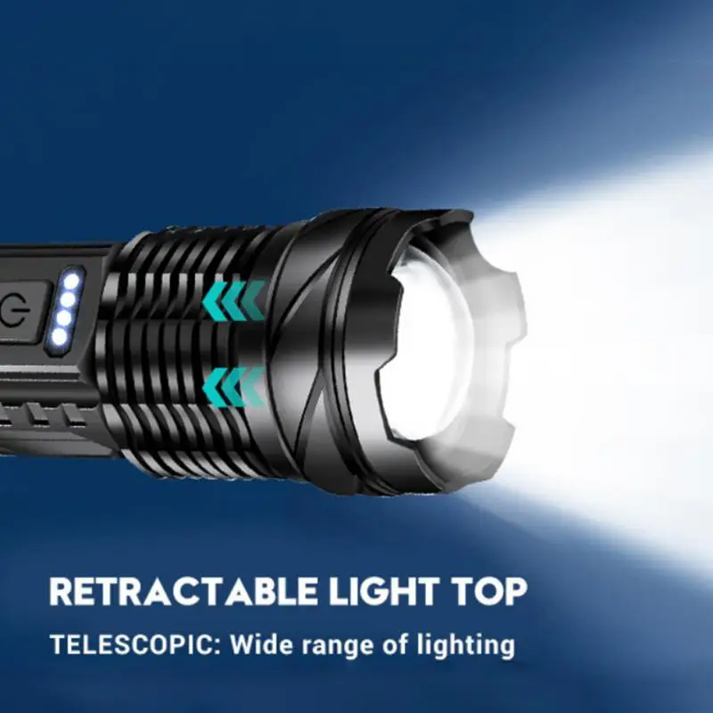 1-5 шт. Мощный светодиодный фонарик XHP50 Водонепроницаемый 18650 с боковым освещением, 7 режимов, Фонарь для кемпинга, рыбалки, USB Перезаряжаемый