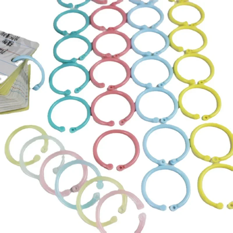 15 мм / 20 мм, 100шт, связующее кольцо, Разомкнутая петля, свободная бумажная пряжка, скрепка для карточек, пластиковые кольца для переплета тетрадей с отрывными листами.